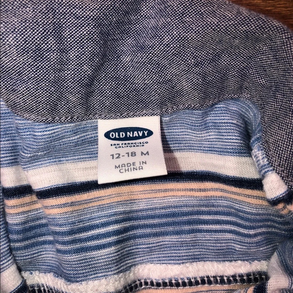 Old Navy 12-18 Months Boys Striped Collared Onesie - Picture 3 of 5